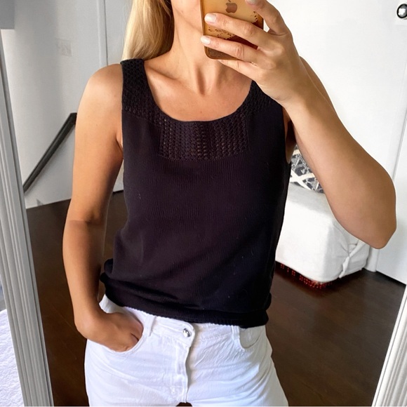 🖤 CHELSEA & THEODORE BLACK KNIT CLASSIC SUMMER TANK TOP! - Picture 2 of 9